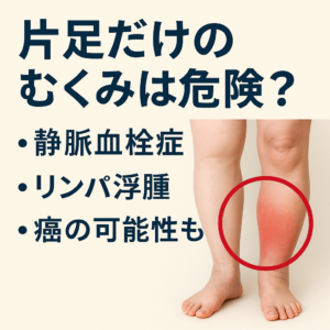浮腫 その３｜片足だけのむくみは危険？静脈血栓・リンパ浮腫・がん関連の可能性も